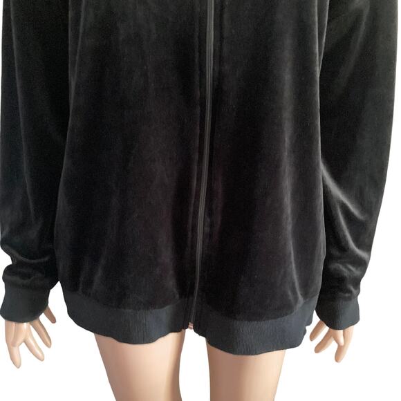 Cable & Gauge Jacket Womens Large Black Velor Full Zip - Picture 4 of 9